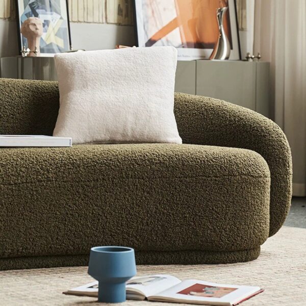 MODERN TEDDY BOUCLE FABRIC SOFA 3 SEATER - Image 5