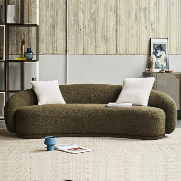 MODERN TEDDY BOUCLE FABRIC SOFA 3 SEATER
