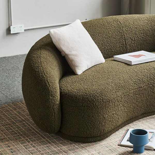 MODERN TEDDY BOUCLE FABRIC SOFA 3 SEATER - Image 6