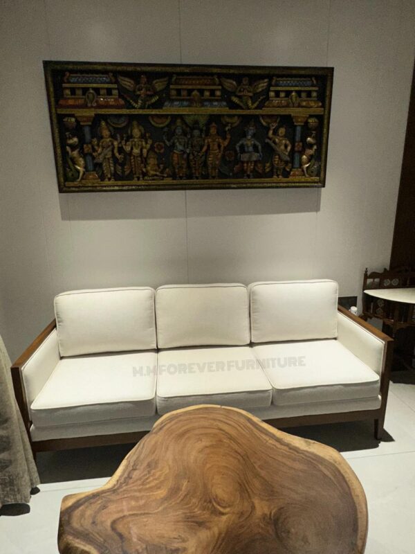 3 Seater Wooden Sofa Florenza Printed Sofa - Image 4