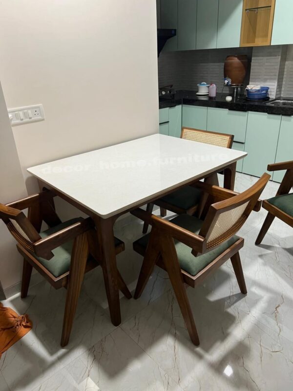 Wooden Dining Table with Marble Top MADE IN TEAK WOOD - Image 2