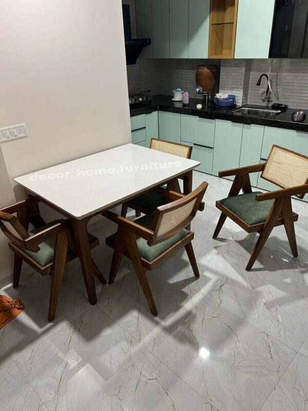 Wooden Dining Table with Marble Top MADE IN TEAK WOOD - Image 3