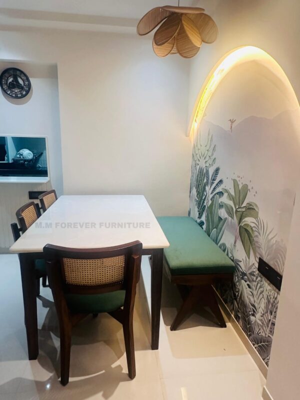 Wooden Dining Table with OYNEX Marble Top MADE IN TEAK WOOD - Image 4