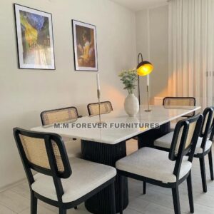 Wooden Dining Table with OYNEX Marble Top MADE IN TEAK WOOD