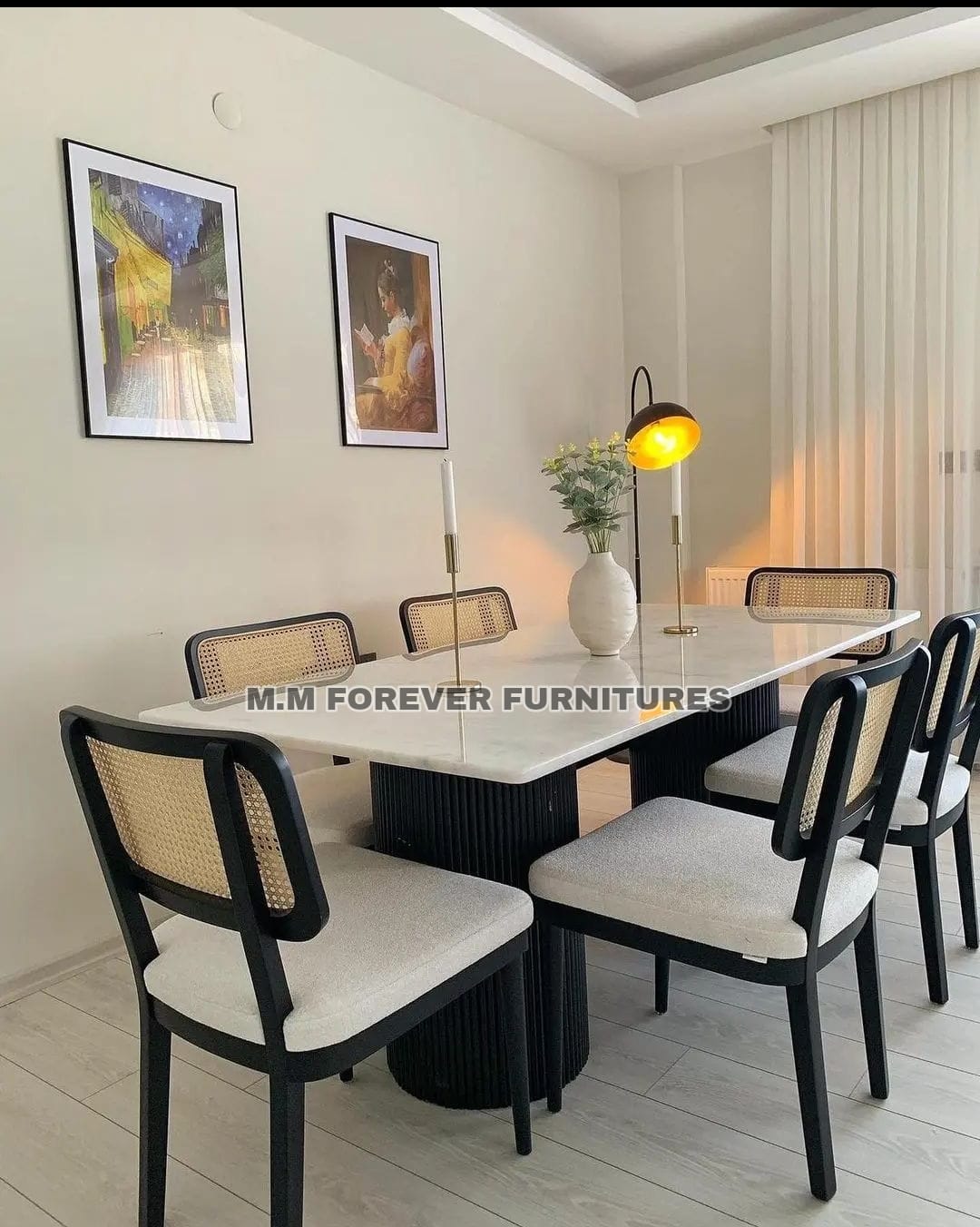 Wooden Dining Table with OYNEX Marble Top MADE IN TEAK WOOD