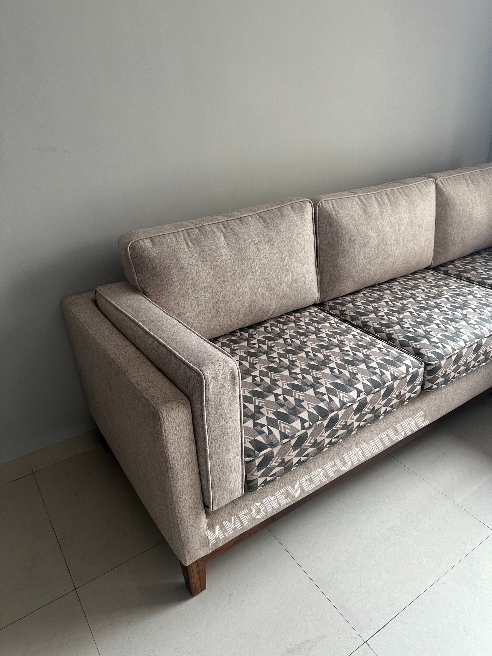 Florenza fabric L shape sofa MADE IN TEAK WOOD - Image 3