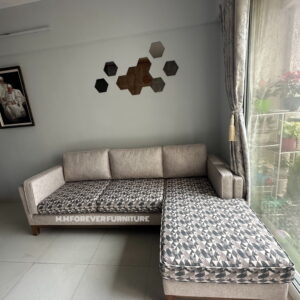 Florenza fabric L shape sofa MADE IN TEAK WOOD