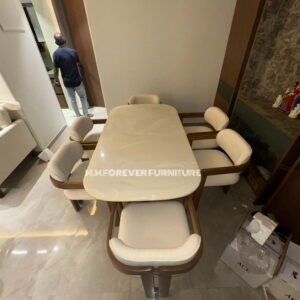 Wooden Dining Table with OYNEX Marble Top MADE IN TEAK WOOD