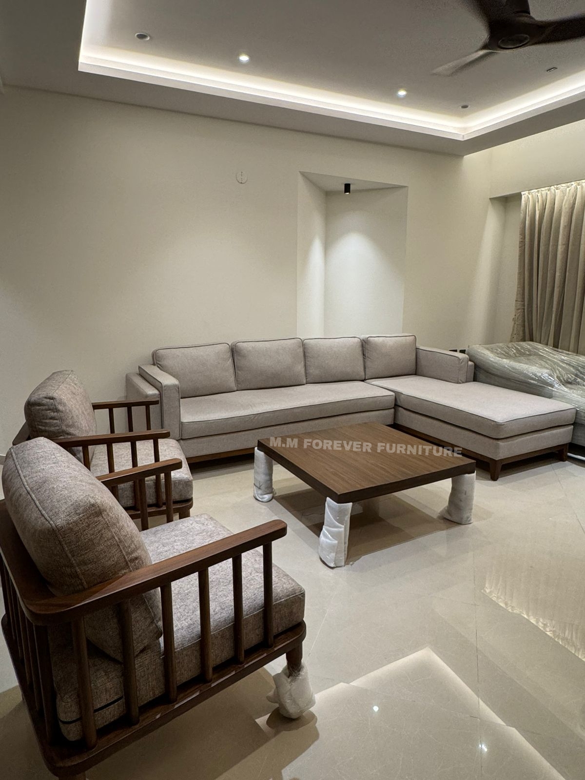 L shape sofa MADE IN TEAK WOOD