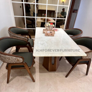 Wooden Dining Table with OYNEX Marble Top MADE IN TEAK WOOD