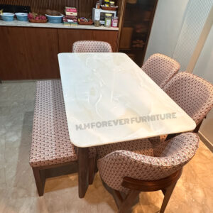 Wooden Dining Table with OYNEX Marble Top MADE IN TEAK WOOD