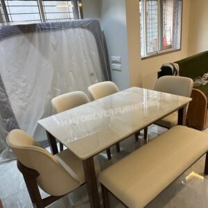 Wooden Dining Table with  MARBLE  Top MADE IN TEAK WOOD